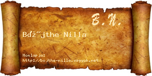 Bőjthe Nilla névjegykártya